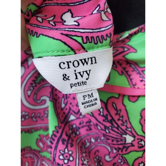 Crown & Ivy Women's Multicolor Polyester V-Neck Sleeveless Knee Length Dress PM - Picture 6 of 8